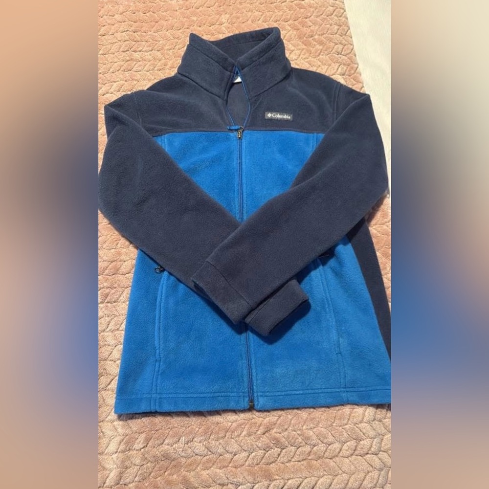 Columbia Boys Large 14/16 Two Tone Blue Full Zip Fleece Jacket